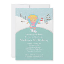 Skater Girl Ice Skating Birthday Party Invitation