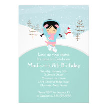 Skater Girl Ice Skating Birthday Party Invitation