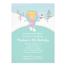 Skater Girl Ice Skating Birthday Party Invitation