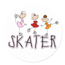Skater Girl Stick Figures Sticker
