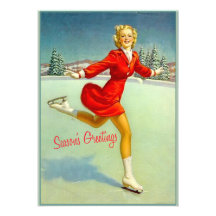 Skaters Waltz Retro Christmas Card