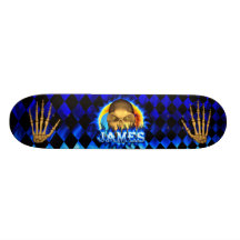 Skatersollie James skull blue fire skateboard