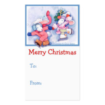 Skating Bunnies Christmas Business Card Templates