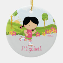 Skating Roller Skater Girl  Christmas Ornament