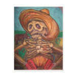 skeleto con accordion y burro post cards