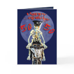 Skeleton biker 50th birthday card