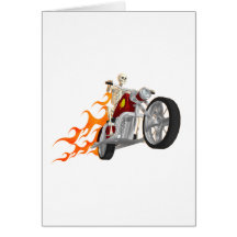 Skeleton Biker & Flames: Greeting Cards