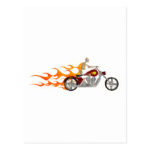 Skeleton Biker & Flames: Postcards