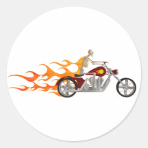 Skeleton Biker & Flames: Stickers