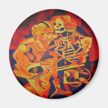 Skeleton Couple At Halloween Fridge Magnets