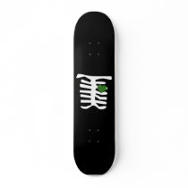Skeleton Green Heart Skate Board