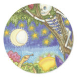 skeleton hiding in tree art sticker