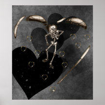Skeleton Love Hearts Print