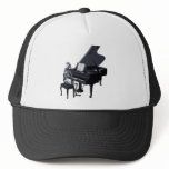 Skeleton Piano Player Trucker Hat