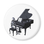 Skeleton Piano Player Fridge Magnet