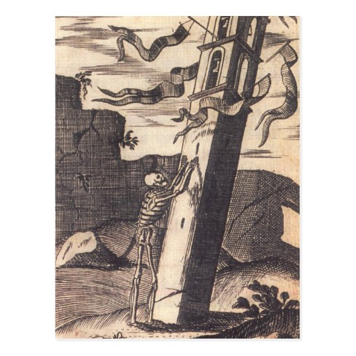 Skeleton Pushing over Tower circa 1792 Post Cards
