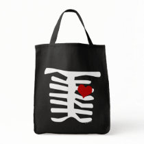 Skeleton Red Heart Tote Bags