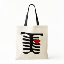 Skeleton Red Heart Tote Bags