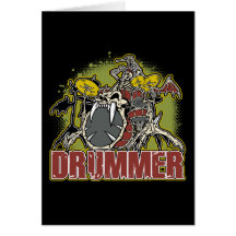 Skeleton Rock Drummer Greeting Cards