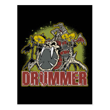 Skeleton Rock Drummer Postcard