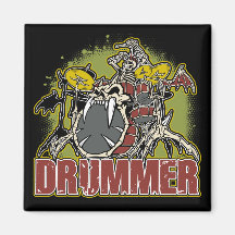 Skeleton Rock Drummer Refrigerator Magnet