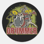 Skeleton Rock Drummer Round Sticker