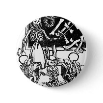 Skeleton Teacher and Students "Day of the Dead" Buttons