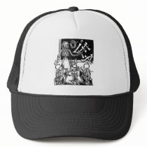 Skeleton Teacher and Students "Day of the Dead" Trucker Hats