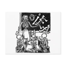 Skeleton Teacher and Students "Day of the Dead" Postcards