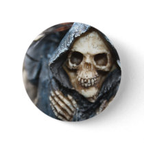 Skeleton with Hood Button Badge