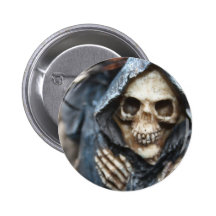 Skeleton with Hood Button Badge