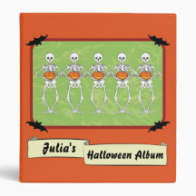 Skeletons holding pumpkins binders