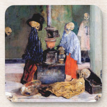 Skeletons Warming Themselves Coaster