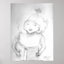 sketch of a girl reading by Dawna Morton Poster