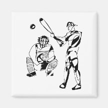 Sketch of Baseball Batter Refrigerator Magnets