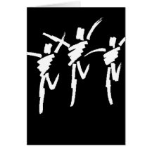 Sketch of three dancers with black background greeting cards