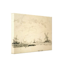 Sketch of Windmills wrapped canvas print