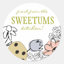 sketched bakery sweets flowers gift tag stickers