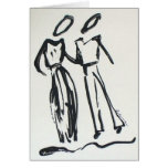 Sketched Figurative  Couple Blank Card