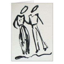 Sketched Figurative  Couple Blank Card