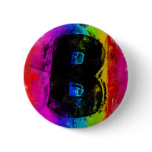 Sketchy Painted Monogram Letter B Pinback Buttons