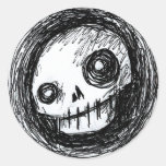 Sketchy Skull Round Stickers