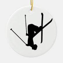 Ski Black Silhouette Christmas Tree Ornaments