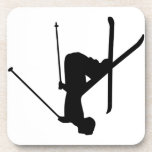 Ski Black Silhouette Coasters