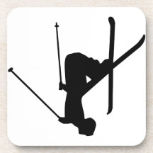 Ski Black Silhouette Coasters
