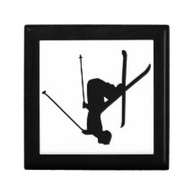 Ski Black Silhouette Trinket Boxes
