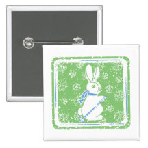 Ski Bunny Pinback Button