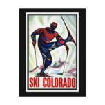 "Ski Colorado" Vintage Travel Poster Postcard