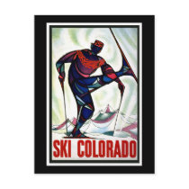 "Ski Colorado" Vintage Travel Poster Postcard