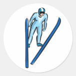 Ski Jump Round Sticker